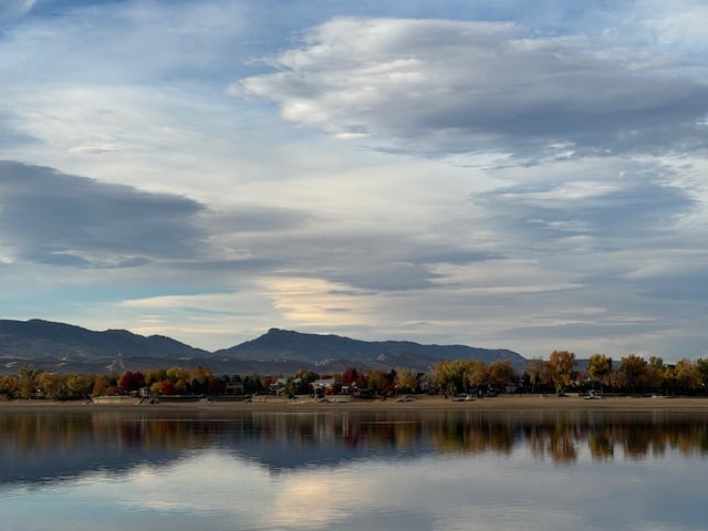 Mountain lake reflection near Loveland RV Resort Colorado