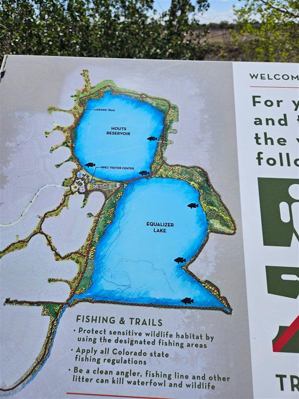 Equalizer Lake map behind Loveland RV Resort Colorado